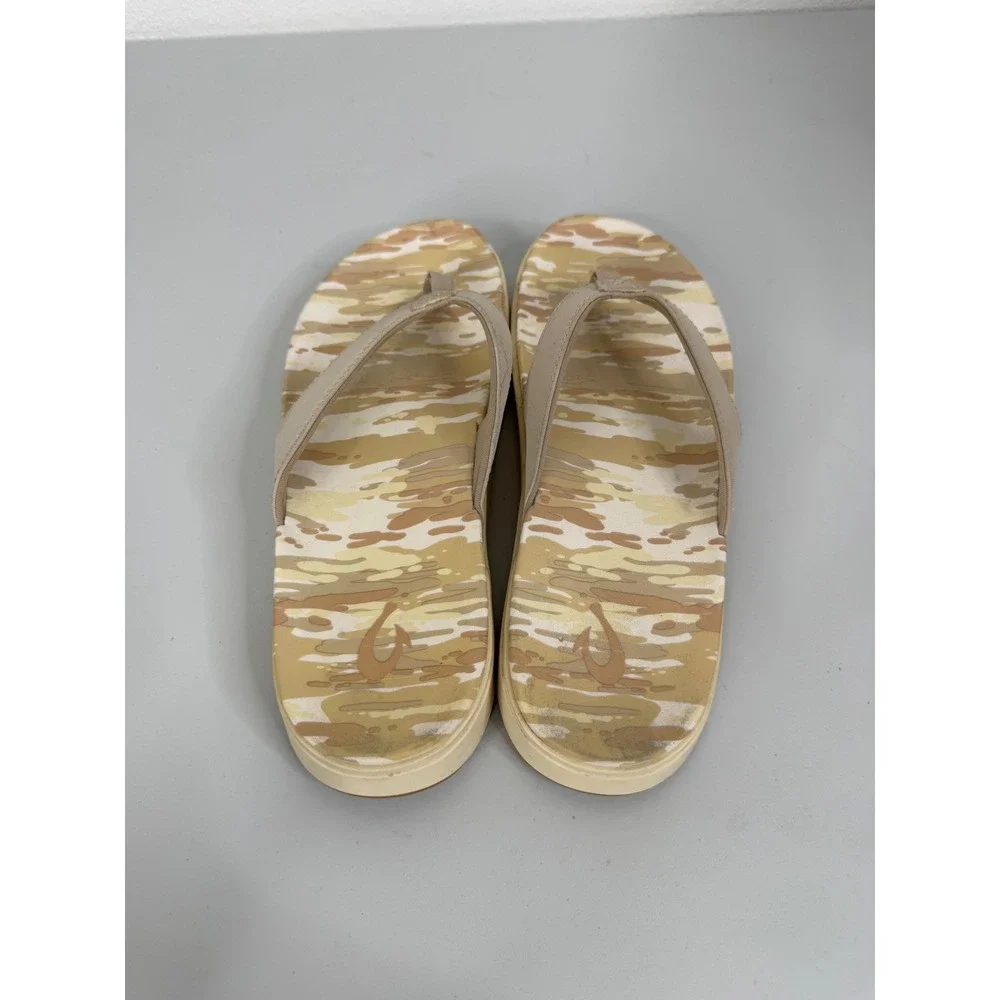 Olukai Nu'a Pi'o Flip Flop‎ Sandals in Tapa Wai Camo Size 7